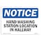 Signmission OSHA Sign, Hand Washing Station Located In Hallway, 5in X 3.5in Decal, 3.5" W, 5" L, Landscape OS-NS-D-35-L-13221 - alternate 1